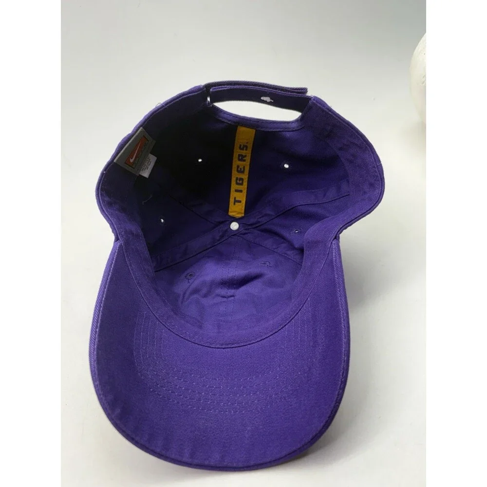 Vintage LSU Tigers Hat Cap Strap Back Mens Purple NCAA Football Nike Dri Fit